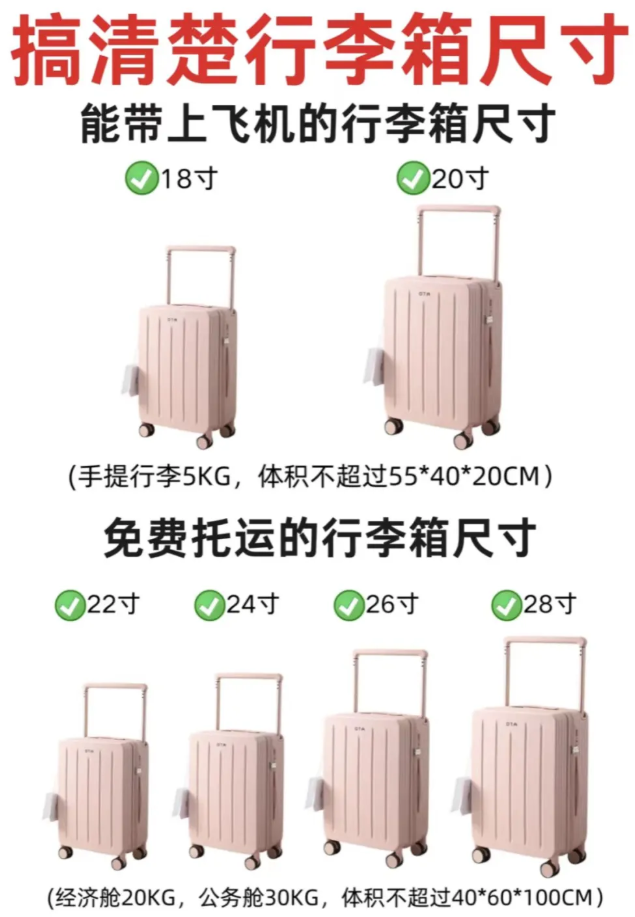 飞机行李箱免费托运尺寸